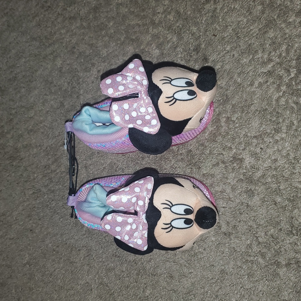 Disney Minnie Mouse Kids Slippers - Pink and Black
